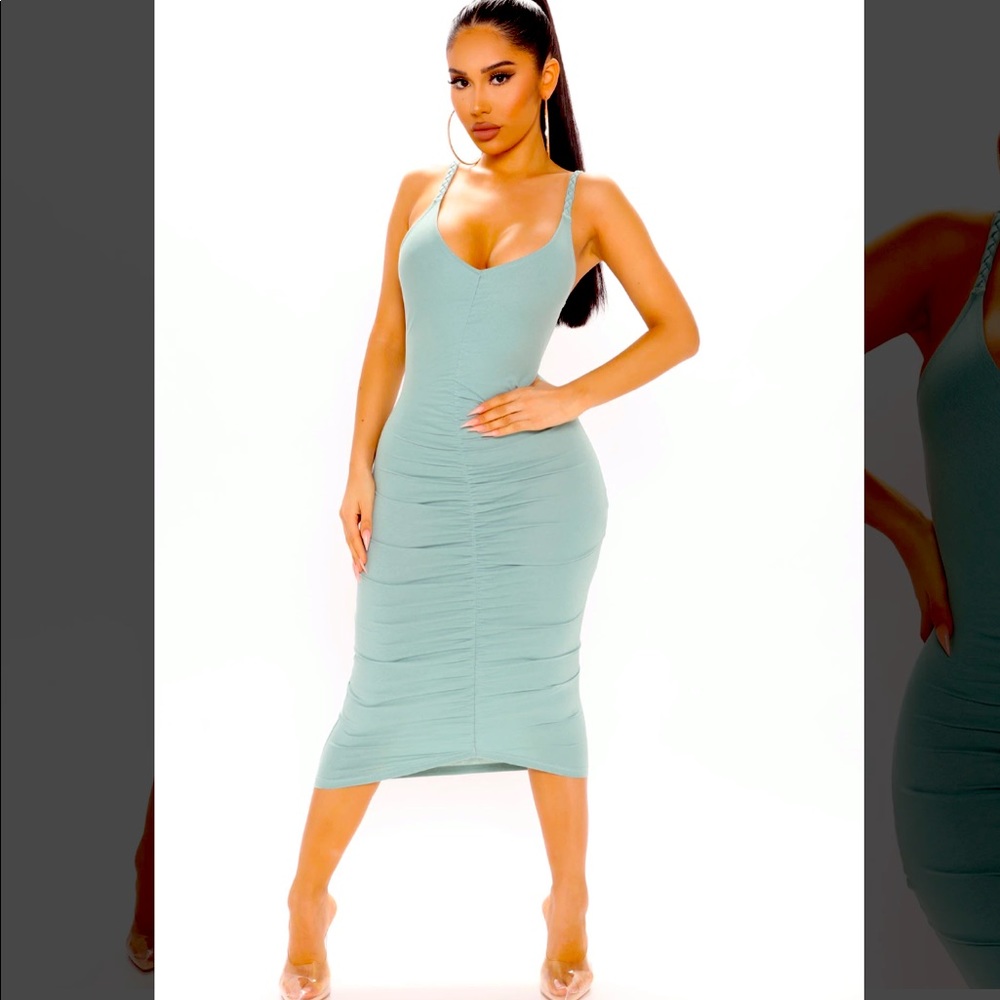 FashionNova Perfectly Ruched Midi Dress